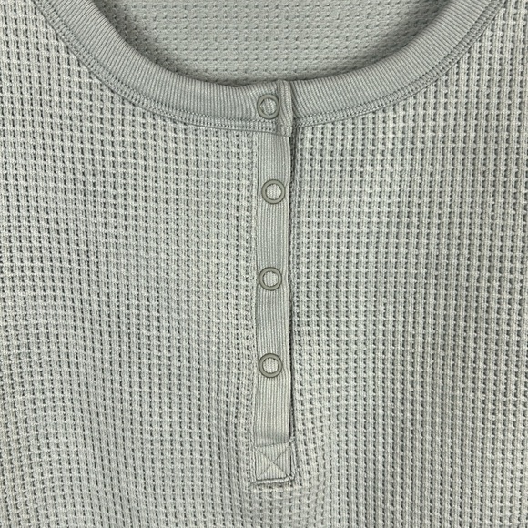 Aerie Offline Main Squeeze Seamless Waffle Cropped Henley Long Sleeve Top XL - Picture 7 of 13